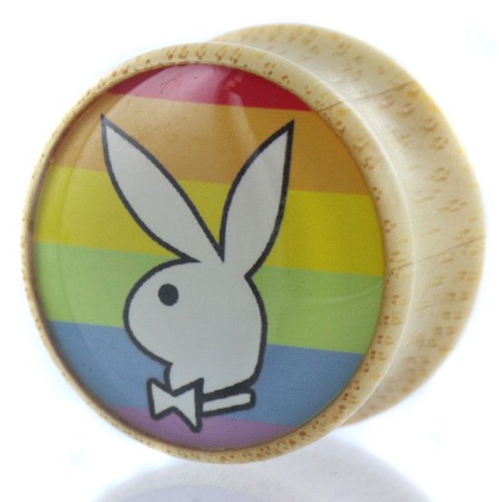 Plug de selle Playboy Bunny Rainbow - 25 mm (la paire)