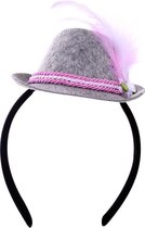 Hoed - Grijs / roze - Oktoberfest - Op diadeem