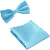 Zijde Vlinderdas en Zakdoek Set - Licht Blauw