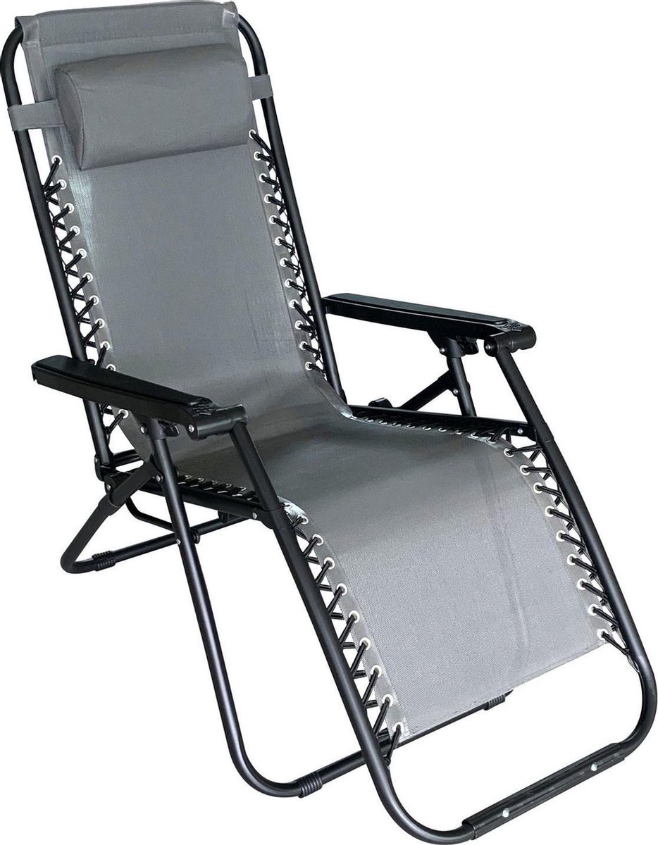 Bol.com Bestgarden Camping Lounge Stoel - Tuinmeubelen - 172x66x108 cm Grijs aanbieding