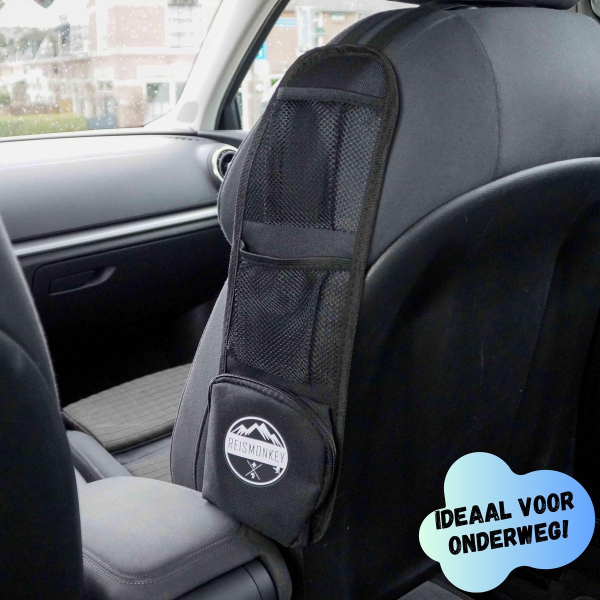 Reismonkey Auto Organizer – Auto Accessories – Voor telefoon - Autostoel Organizer – Zwart – Auto Portemonnee