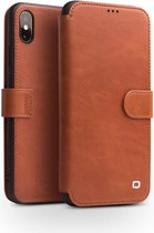 Qialino Genuine Leather Boekmodel hoesje iPhone XS Max - Lichtbruin