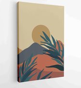 Mountain and Botanical wall art vector set. Earth tones landscapes wallpaper 3 - Moderne schilderijen – Vertical – 1924982624 - 115*75 Vertical