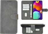 Geschikt voor Samsung Galaxy F62 Hoesje -M62 Hoesje - Bookcase Wallet Grijs Cover