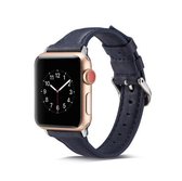 Voor Apple Wacth 5/4 40 mm & 3/2/1 38 mm dunne lederen vervangende polsband horlogeband (blauw)