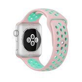 Voor Apple Watch Series 6 & SE & 5 & 4 44mm / 3 & 2 & 1 42mm Sport Siliconen Horlogeband Standaard Editie (Roze Groen)