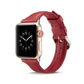 Voor Apple Wacth 5/4 44 mm en 3/2/1 42 mm dunne lederen vervangende polsband horlogeband (rood)