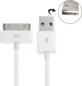 1m USB Dubbelzijdige synchronisatiegegevens / laadkabel, voor iPhone 4 & 4S / iPhone 3GS / 3G / iPad 3 / iPad 2 / iPad / iPod Touch (wit)
