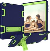 Voor Samsung Galaxy Tab A 10.1 (2019) T510 schokbestendige pc + siliconen beschermhoes, met houder (marineblauw geelgroen)