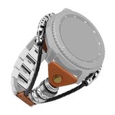 Voor Galaxy Watch / Gear S3 46 mm metalen geweven schapenvacht touw ketting lederen band horlogeband, stijl: C (bruin)