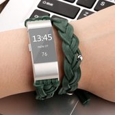 Voor Fitbit Charge 2 geweven lederen vervangende horlogeband (groen)