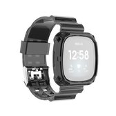 Voor Fitbit Versa 3 / Fitbit Sense Transparante TPU-band uit één stuk, maat: vrij formaat (zwart)