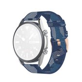 Voor Galaxy Watch 3 45 mm geweven nylon getextureerde band, maat: gratis maat 22 mm (blauw)