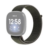 Voor Fitbit Versa 3 vervangende nylon lus horlogeband (legergroen)