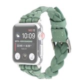 Voor Apple Watch Series 6 & SE & 5 & 4 40 mm / 3 & 2 & 1 38 mm lederen geweven polsband met enkele lus (groen)