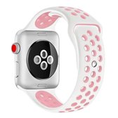 Voor Apple Watch Series 6 & SE & 5 & 4 40 mm / 3 & 2 & 1 38 mm sport siliconen horlogeband standaardeditie (wit roze)