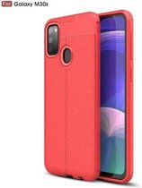 Voor Galaxy M30s Litchi Texture TPU schokbestendig hoesje (rood)