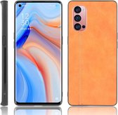 Voor Oppo Reno4 Pro Schokbestendig Naaien Koe Patroon Huid PC + PU + TPU Case (Oranje)