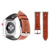 Crowe Star reliëf textuur lederen polshorloge band voor Apple Watch Series 3 & 2 & 1 42 mm (donkerbruin)