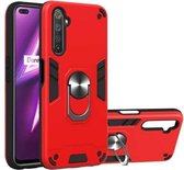 Voor OPPO Realme 6 Pro 2 in 1 Armor Series PC + TPU beschermhoes met ringhouder (rood)