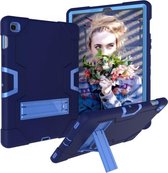 Voor Galaxy Tab S5e T720 contrastkleur siliconen + pc combinatie hoes met houder (marineblauw + blauw)