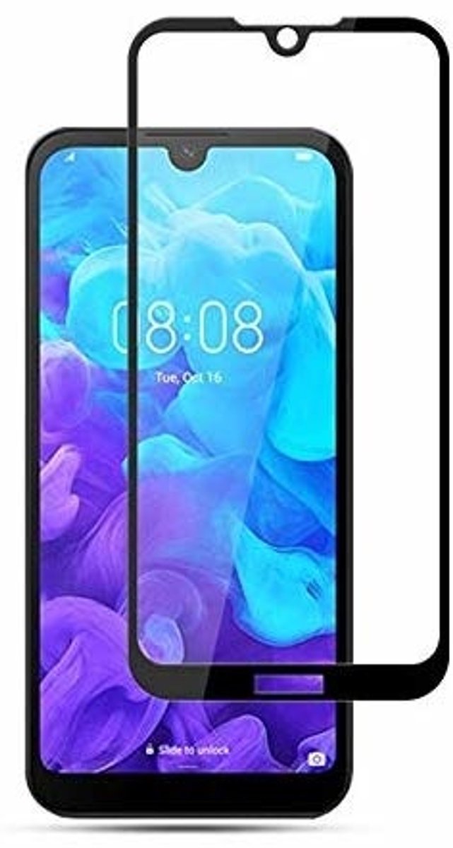 Huawei Y5 2019 Full Cover Glass screenprotector Zwart - van Bixb