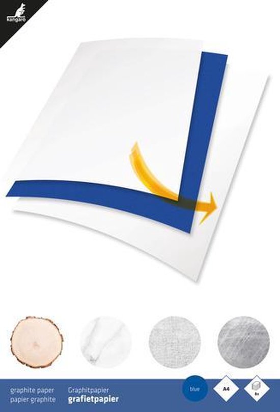 Grafietpapier Kangaro blauw A4, 8 vel, 50grams