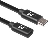 USB-C 3.1  Verlengkabel - 1 Meter - Ondersteund 4k 60HZ - USB type C - Female naar Male adapter kabel - Data + Opladen - Wilsem®