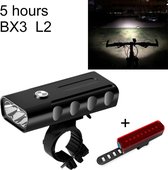 Let op type!! BX3 USB opladen fiets licht voor Stuur LED-lampje (5 uur  L2 + A02 lamp)