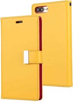 GOOSPERY RICH DAGBOEK voor iPhone 8 Plus & 7 Plus PU + TPU Crazy Horse Texture Horizontaal Flip Leren Case met Kaartsleuven & Portemonnee (Geel)