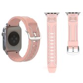 42mm fashion elektrocardiogram patroon siliconen horlogebandje voor Apple Watch Series 3 & 2 & 1 (roze)