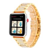 Drie kralen met diamanten horlogebandje voor Apple Watch Series 5 & 4 & 3 & 2 & 1 42 mm en 44 mm (goud)
