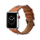 Lederen klinknagel horlogebandje voor Apple Watch Series 5 & 4 & 3 & 2 & 1 42 mm en 44 mm (bruin)