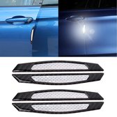 4 STKS Koolstofvezel Auto Auto Side Deur Edge Guard Bescherming Versieringen Reflecterende Stickers (Wit)