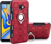 Voor Galaxy J6 + 2 in 1 Cube PC + TPU beschermhoes met 360 graden draaien zilveren ringhouder (rood)