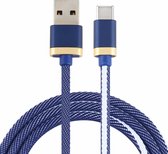 3A USB naar USB-C / Type-C tweekleurige gevlochten datakabel, kabellengte: 1 m (blauw)