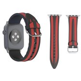 Voor Apple Watch Series 3 & 2 & 1 42mm mode dubbele strepen patroon siliconen horlogebandje (zwart + rood)