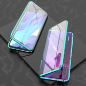 Voor Huawei Nova 5 Ultra Slim Double Sides Magnetische Adsorptie Hoekig Frame Gehard Glas Magneet Flip Case (Groen)