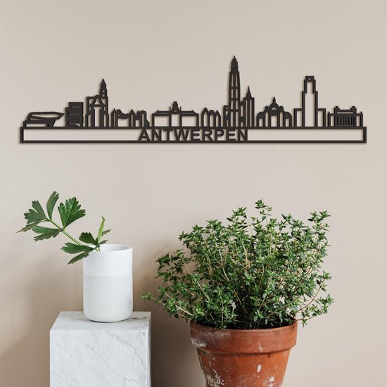 Skyline Antwerp mdf noir (bois) - 60cm - Décoration murale City Shapes