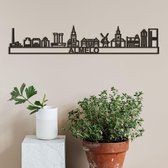 Skyline Almelo (mini) Zwart Mdf Wanddecoratie Voor Aan De Muur Met Tekst City Shapes