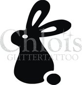 Chloïs Glittertattoo Sjabloon 5 Stuks - Rabbit - CH1205 - 5 stuks gelijke zelfklevende sjablonen in verpakking - Geschikt voor 5 Tattoos - Nep Tattoo - Geschikt voor Glitter Tattoo