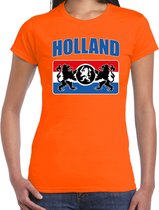 Oranje t-shirt Holland / Nederland supporter Holland met een Nederlands wapen EK/ WK voor dames S