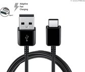 Kabel - Zwart - USB-C kabel naar USB-A oplaadkabel oplader - EXTRA LANG 2m -handig - Stevige zwarte usb c kabel - voor onder andere Samsung One plus + Xiaomi