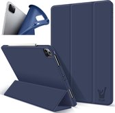Hoesje geschikt voor iPad Pro 2021 Smart Cover - 12.9 inch - Trifold Book Case Leer Tablet Blauw