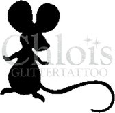 Chloïs Glittertattoo Sjabloon 5 Stuks - Mouse - CH1805 - 5 stuks gelijke zelfklevende sjablonen in verpakking - Geschikt voor 5 Tattoos - Nep Tattoo - Geschikt voor Glitter Tattoo,