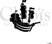 Chloïs Glittertattoo Sjabloon 5 Stuks - Pirate Ship - CH5307 - 5 stuks gelijke zelfklevende sjablonen in verpakking - Geschikt voor 5 Tattoos - Nep Tattoo - Geschikt voor Glitter T