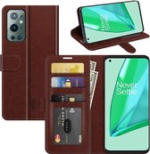 OnePlus 9 Pro hoesje - MobyDefend Wallet Book Case (Sluiting Achterkant) - Bruin - GSM Hoesje - Telefoonhoesje Geschikt Voor: OnePlus 9 Pro