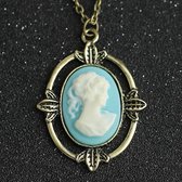 Vampire diaries ketting - Goud en Blauw - Vampire diaries - Vampire diaries sieraden – Katherine Pierce cameo Necklace