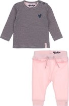 Dirkje Bio Basic SET(2delig) Roze broek, Shirt gestreept - Maat 80