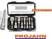 ''Projahn'' 8-delige Dopsleutelset - magnetisch -  opname 1/4 - 65mm lang